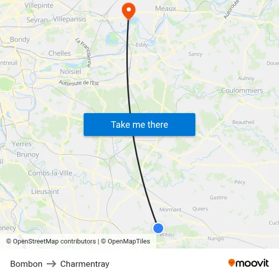 Bombon to Charmentray map
