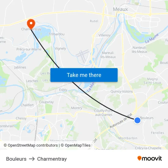 Bouleurs to Charmentray map