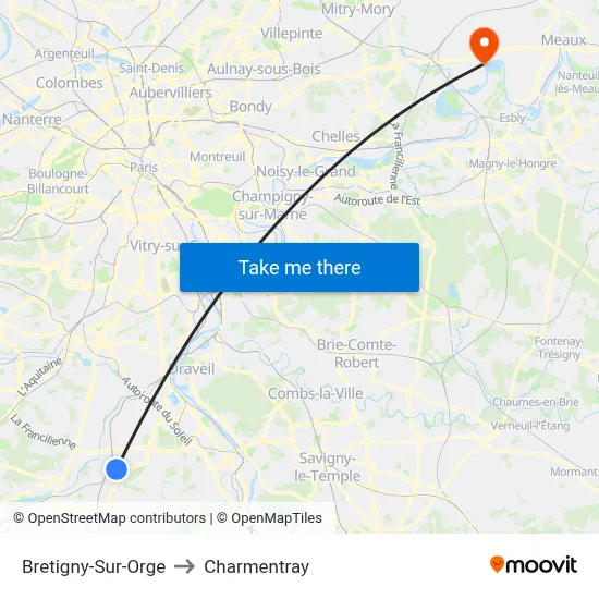 Bretigny-Sur-Orge to Charmentray map
