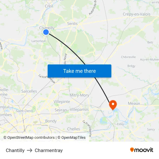 Chantilly to Charmentray map