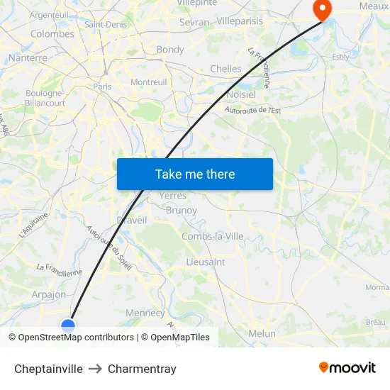 Cheptainville to Charmentray map