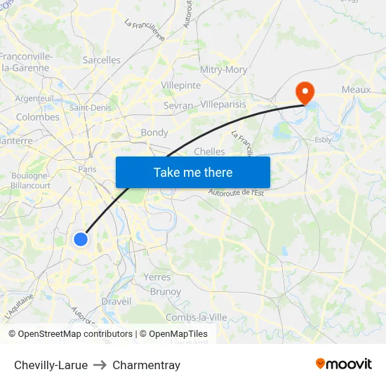 Chevilly-Larue to Charmentray map