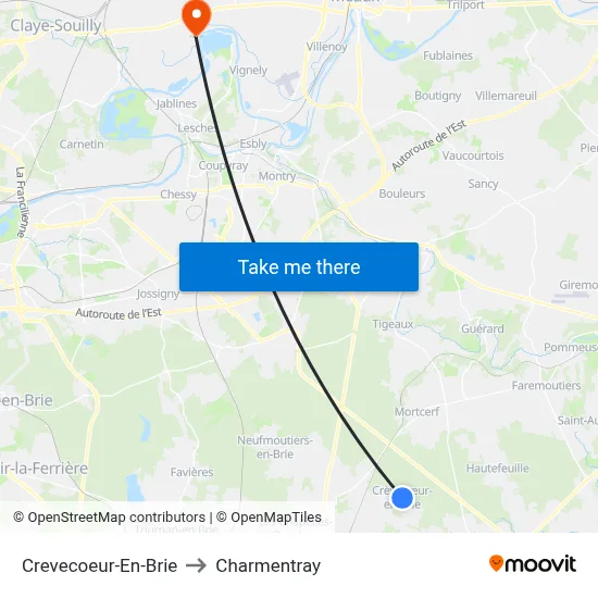 Crevecoeur-En-Brie to Charmentray map