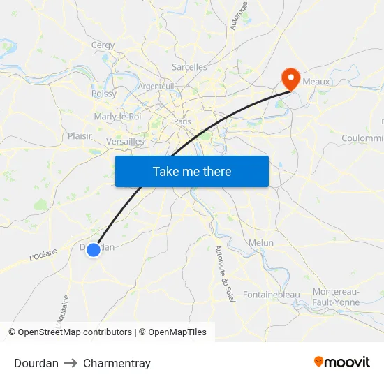 Dourdan to Charmentray map