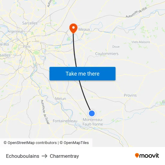 Echouboulains to Charmentray map