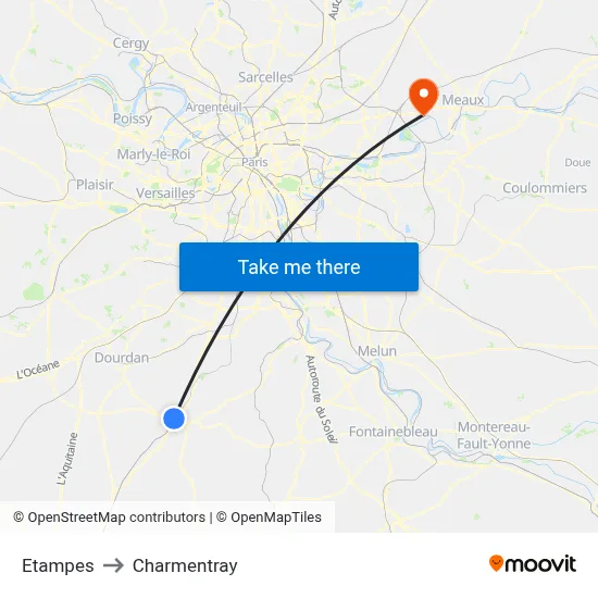 Etampes to Charmentray map