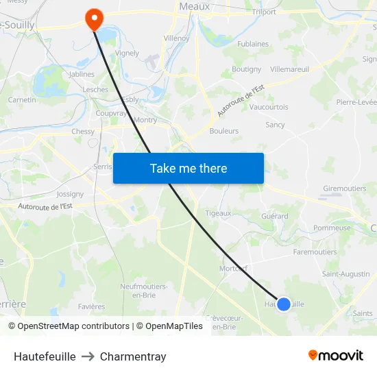 Hautefeuille to Charmentray map