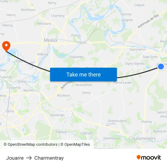 Jouarre to Charmentray map