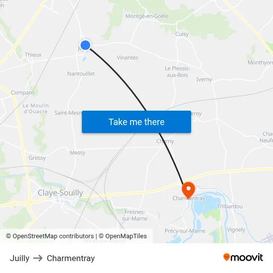 Juilly to Charmentray map