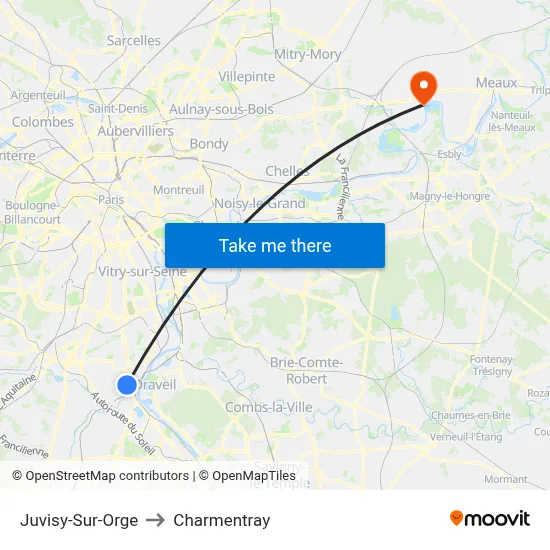 Juvisy-Sur-Orge to Charmentray map