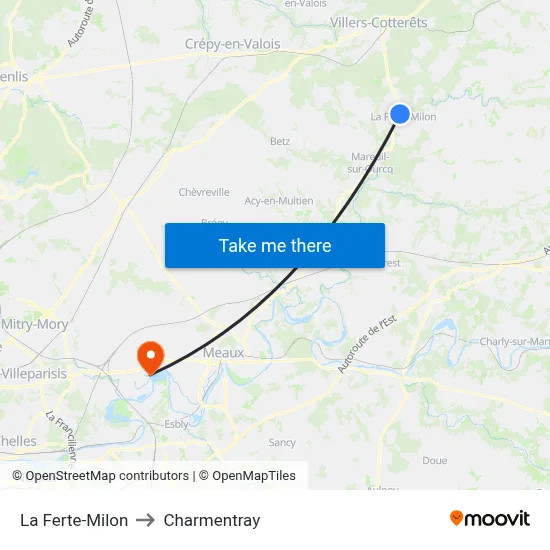 La Ferte-Milon to Charmentray map