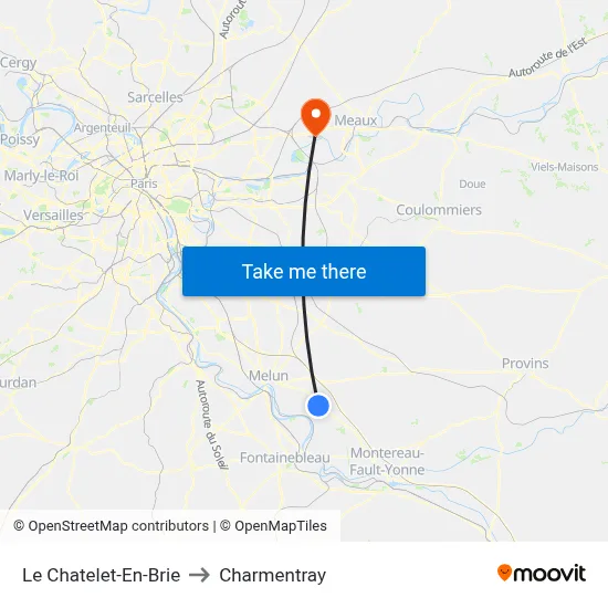 Le Chatelet-En-Brie to Charmentray map
