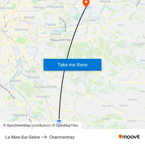 Le Mee-Sur-Seine to Charmentray map