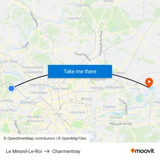 Le Mesnil-Le-Roi to Charmentray map