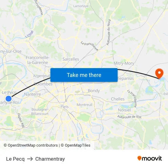 Le Pecq to Charmentray map