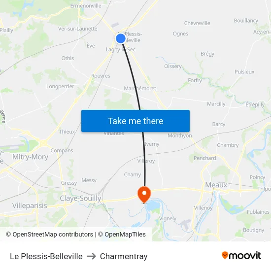Le Plessis-Belleville to Charmentray map