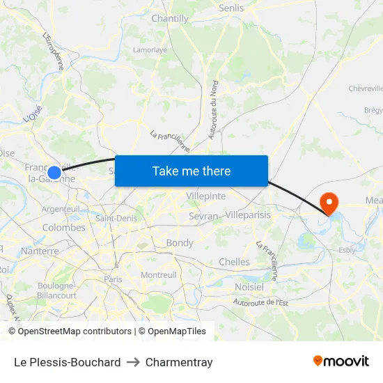 Le Plessis-Bouchard to Charmentray map