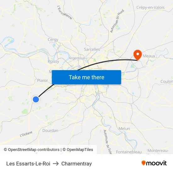 Les Essarts-Le-Roi to Charmentray map