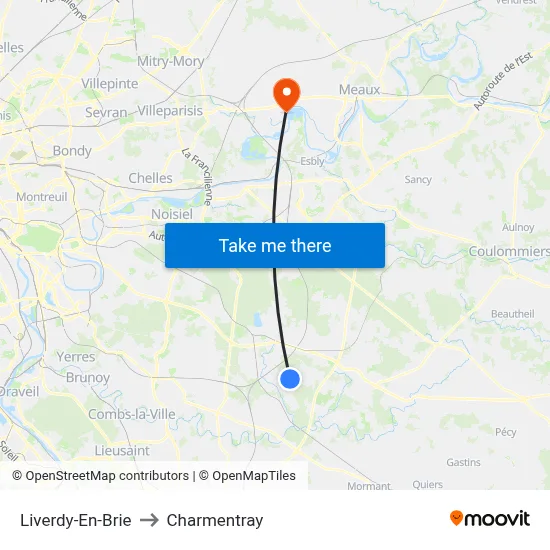 Liverdy-En-Brie to Charmentray map