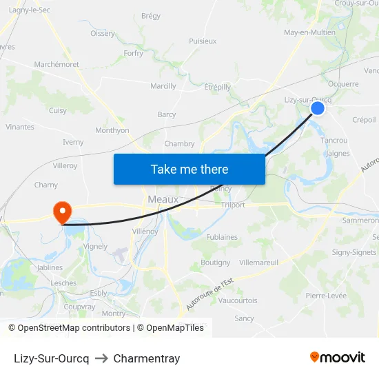 Lizy-Sur-Ourcq to Charmentray map