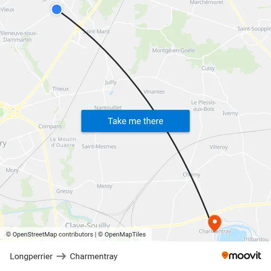 Longperrier to Charmentray map