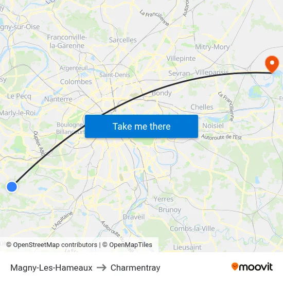 Magny-Les-Hameaux to Charmentray map