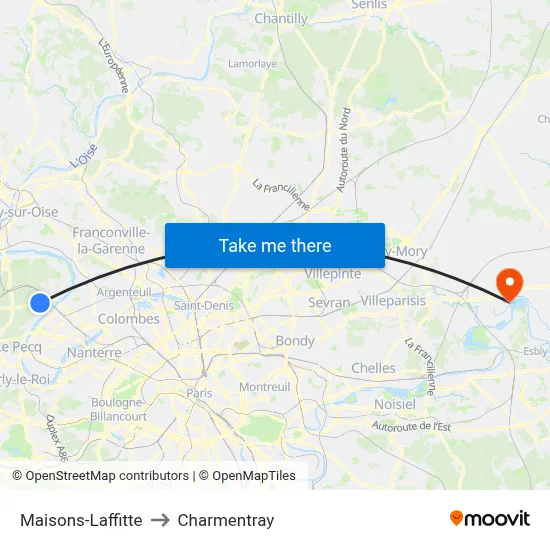 Maisons-Laffitte to Charmentray map