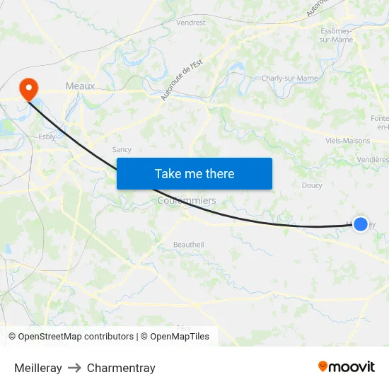 Meilleray to Charmentray map