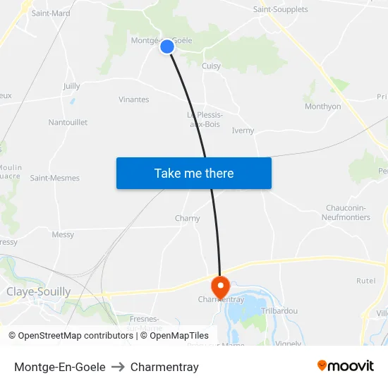 Montge-En-Goele to Charmentray map
