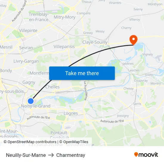 Neuilly-Sur-Marne to Charmentray map