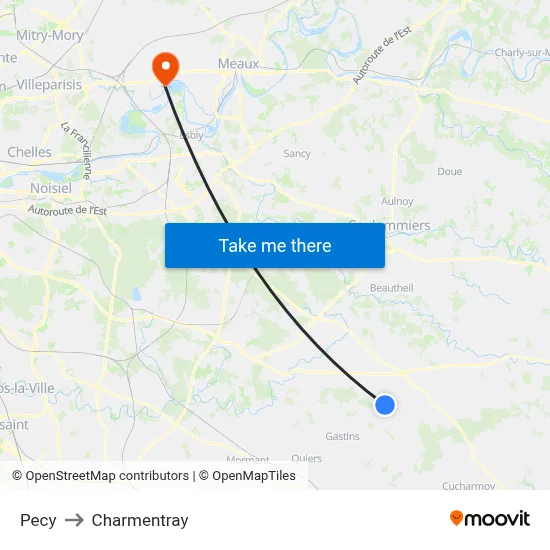 Pecy to Charmentray map