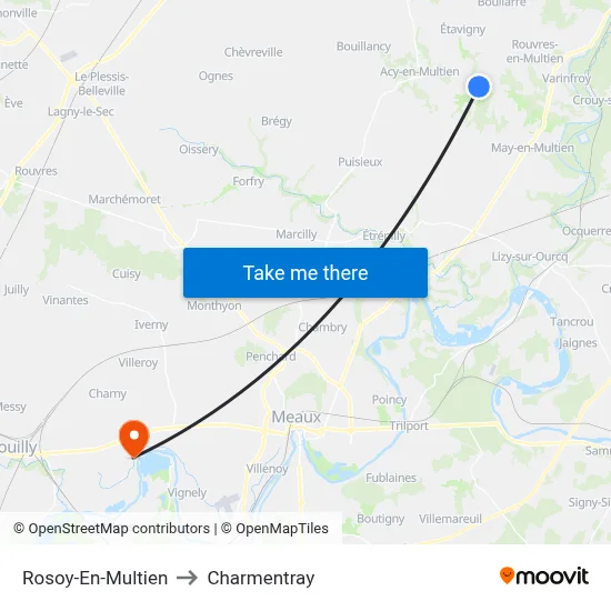 Rosoy-En-Multien to Charmentray map