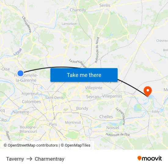 Taverny to Charmentray map