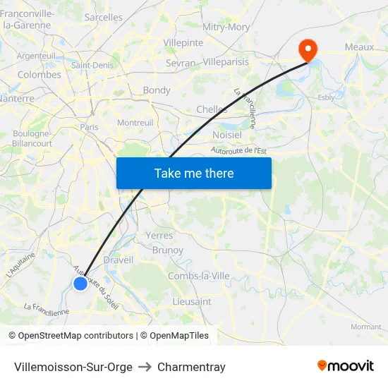 Villemoisson-Sur-Orge to Charmentray map