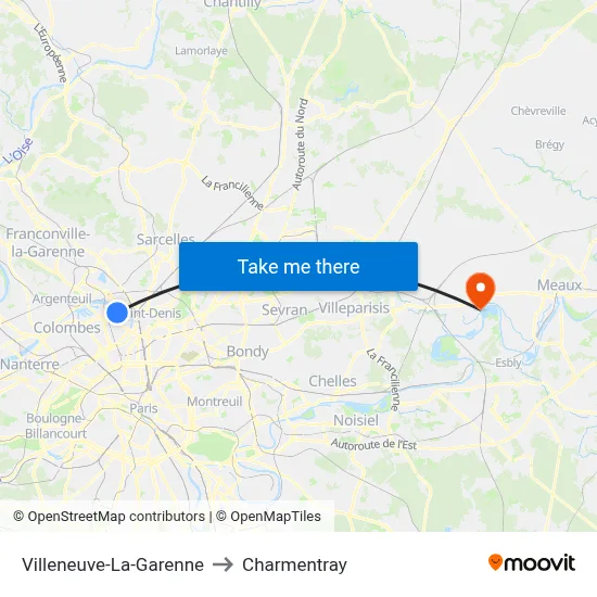 Villeneuve-La-Garenne to Charmentray map