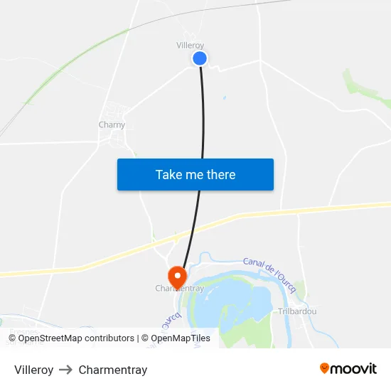 Villeroy to Charmentray map
