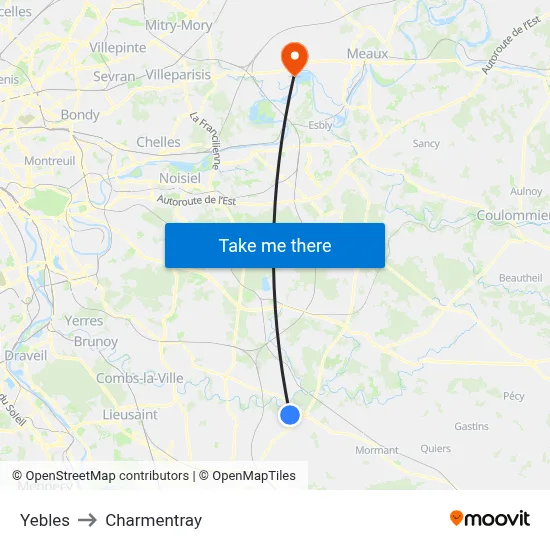 Yebles to Charmentray map