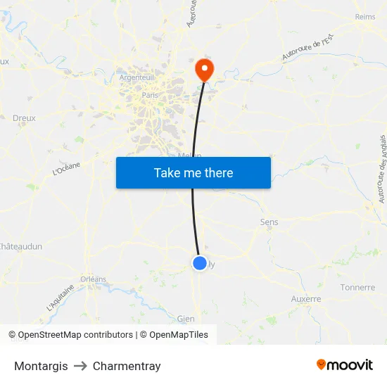Montargis to Charmentray map