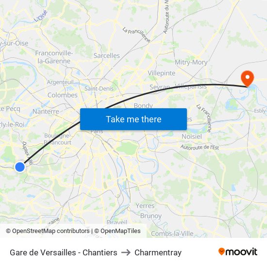 Gare de Versailles - Chantiers to Charmentray map