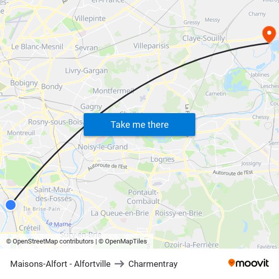 Maisons-Alfort - Alfortville to Charmentray map