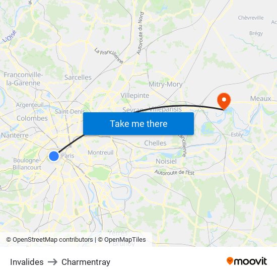 Invalides to Charmentray map