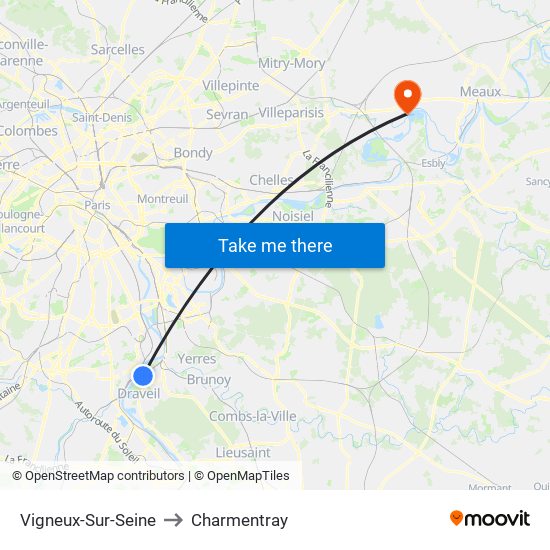 Vigneux-Sur-Seine to Charmentray map