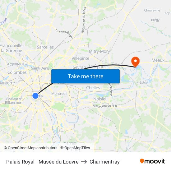 Palais Royal - Musée du Louvre to Charmentray map
