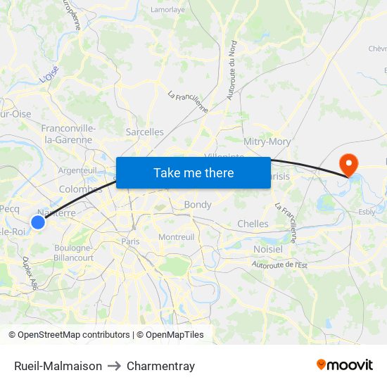 Rueil-Malmaison to Charmentray map