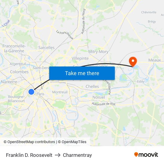 Franklin D. Roosevelt to Charmentray map