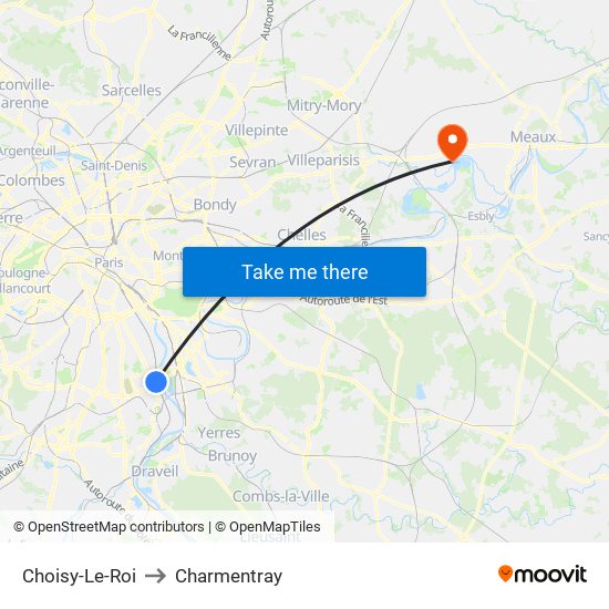 Choisy-Le-Roi to Charmentray map