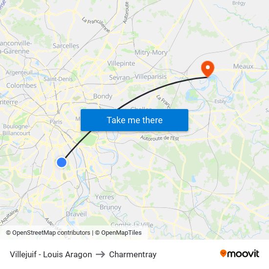 Villejuif - Louis Aragon to Charmentray map