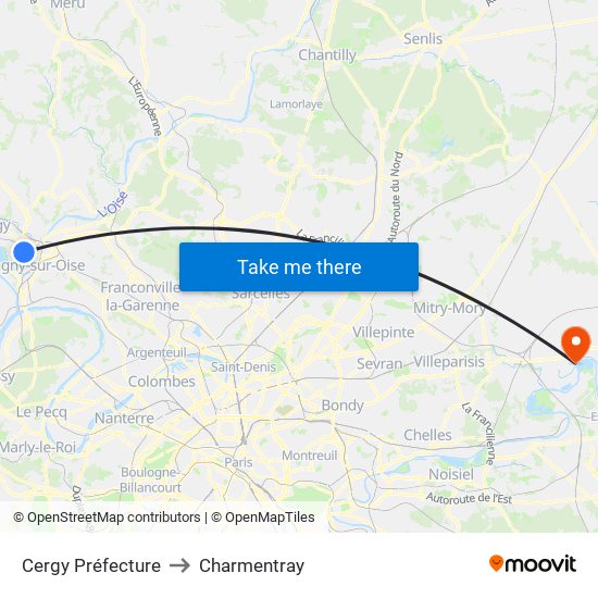 Cergy Préfecture to Charmentray map