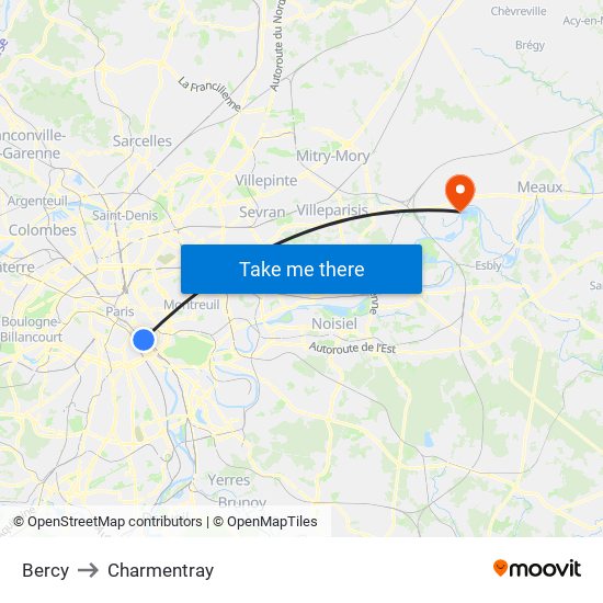 Bercy to Charmentray map