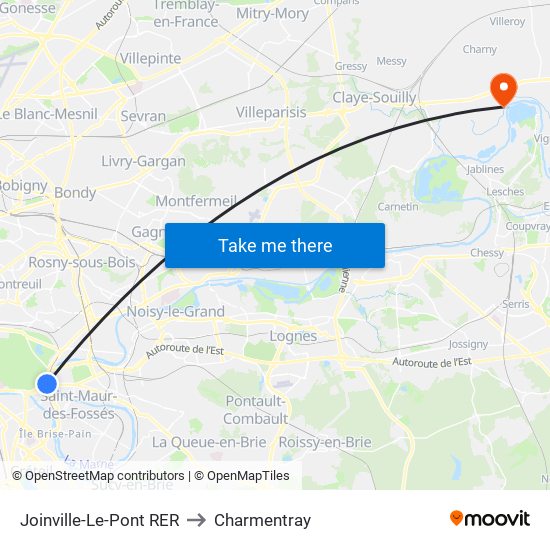 Joinville-Le-Pont RER to Charmentray map